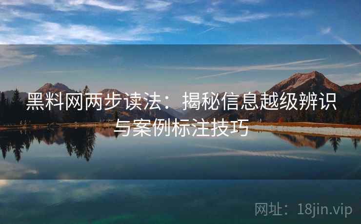 黑料网两步读法：揭秘信息越级辨识与案例标注技巧